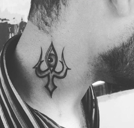 Special Trishul Tattoo For Neck