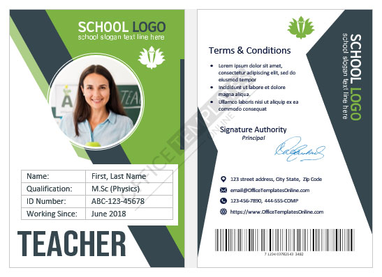 Teacher Id Card Design