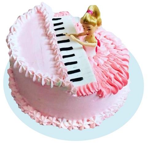 Barbie Doll Piano Cake Design