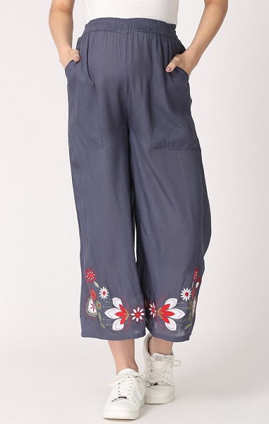 Blue Maternity Culotte Trousers