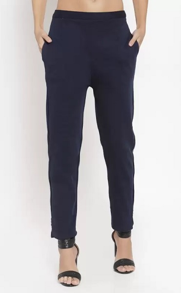 Blue Plain Wool Trousers
