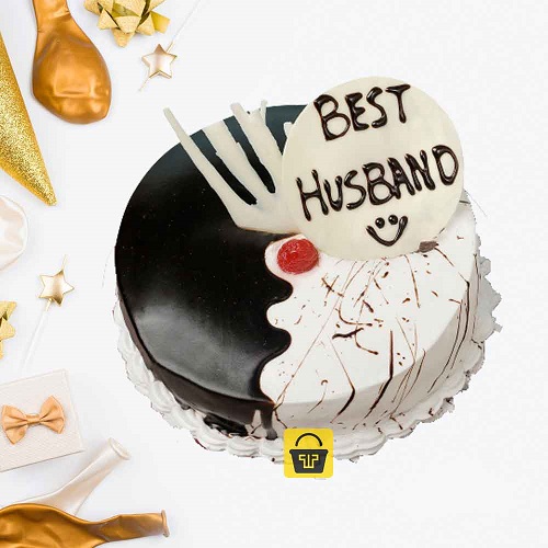 Choco Vanilla Fusion Cake Design For Husband