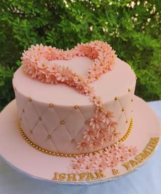 Peach Engagement Ceremony Cake Design