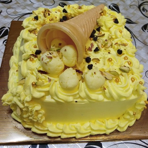 Rasmalai Square Shape Cake Design