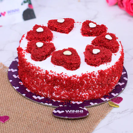Red Velvet Heart Cake For Birthday
