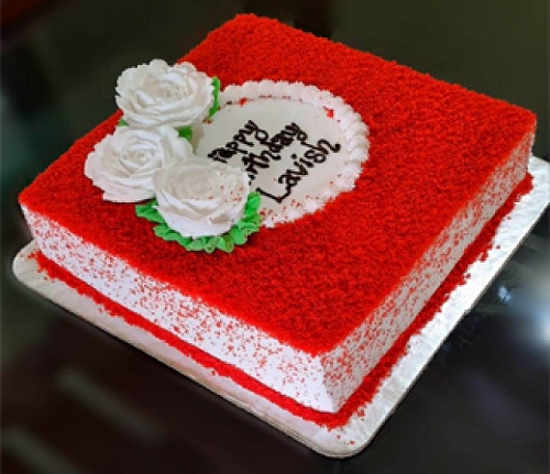Red Velvet Square Cake Design