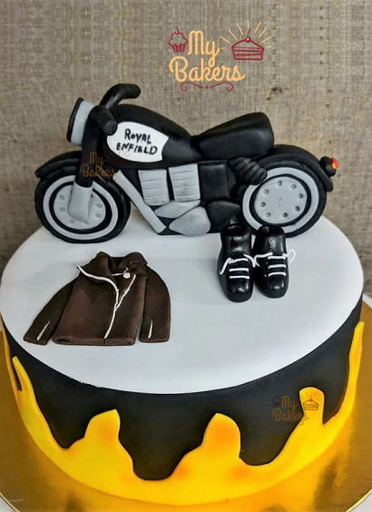 Royal Enfield Husband Birthday Cake Design