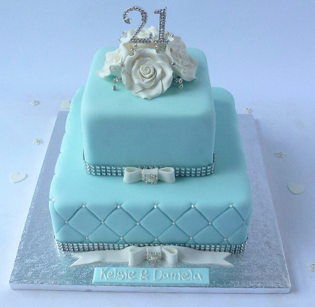 Vanilla Chocolate Tiffany Blue Square Cake Design