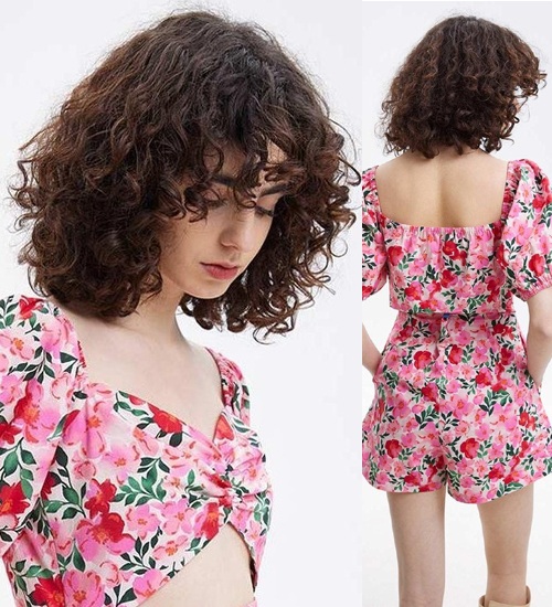 Jumpsuit Hairstyle for Curly Hair