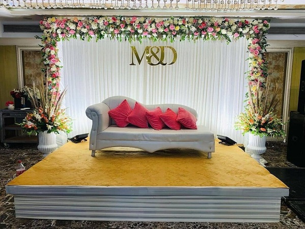Wedding stage decoration at home -