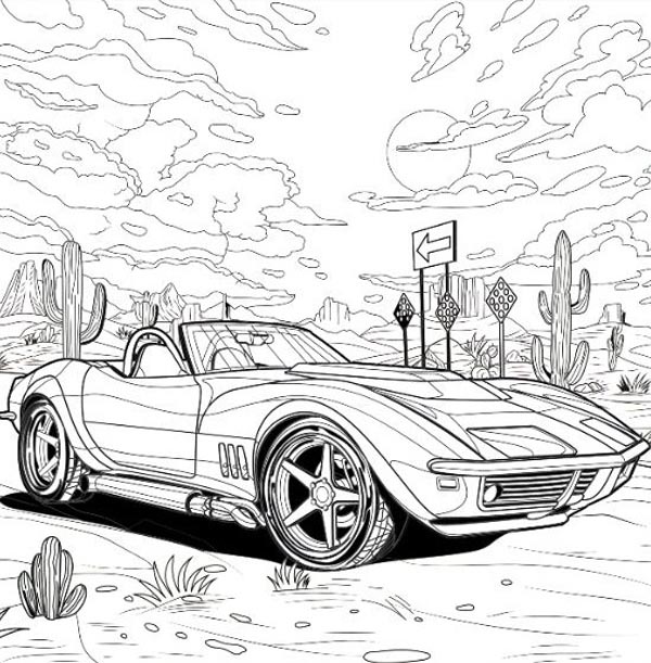 Adults Car Coloring Image
