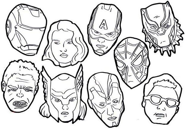 Avengers Masks Colouing