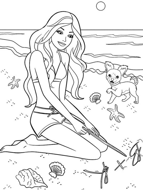 Barbie Beach Coloring Page