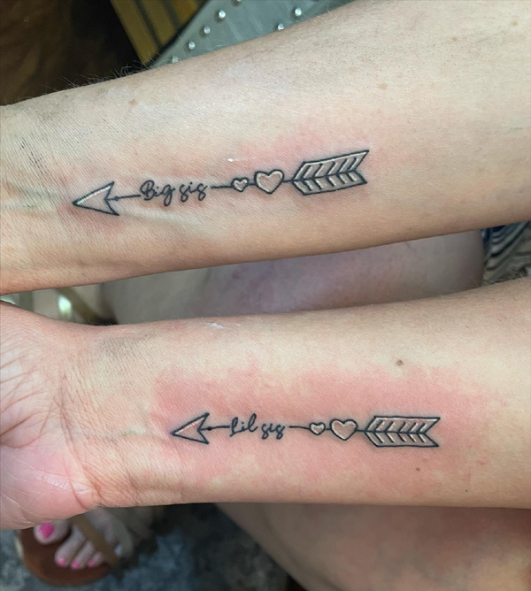 Big Sister And Little Sister Arrow Tattoos