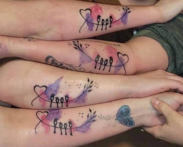 Colourful Sister Bond Tattoo