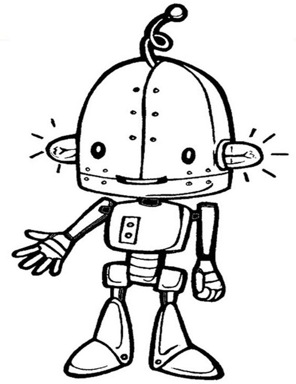 Cute Robot Coloring Page