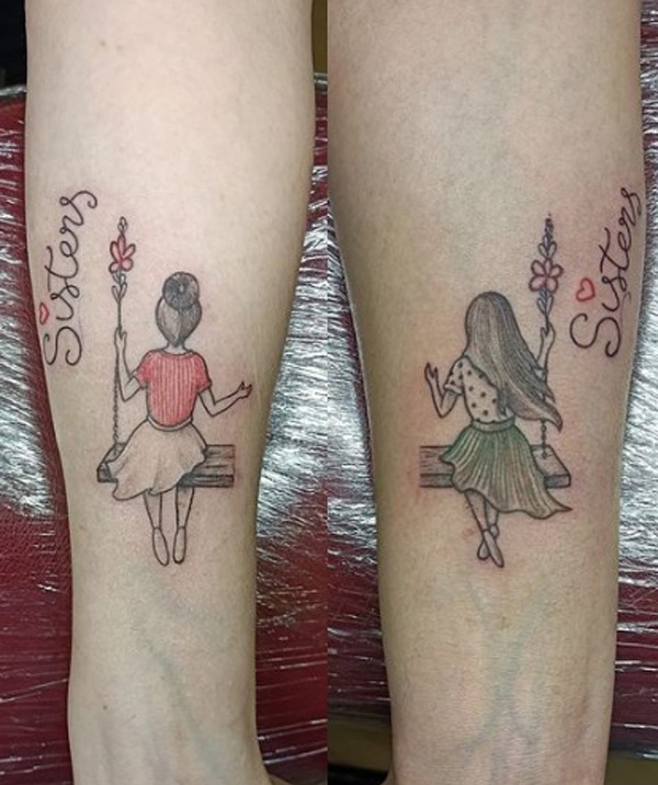 Cute Sister Tattoos On Swings