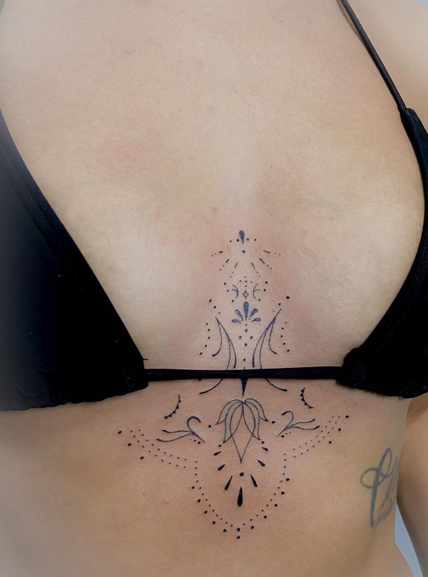 Andrea Russett Flower Leaf Sternum Tattoo  Steal Her Style