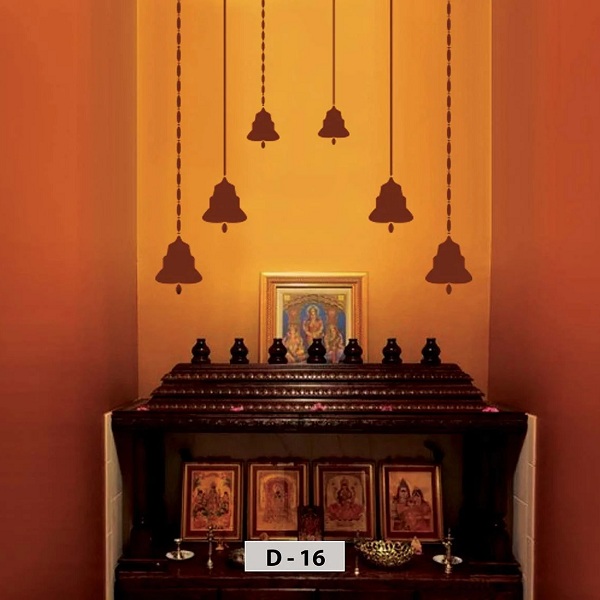 Design In Reusable Pooja Bell Print Wall Stencil