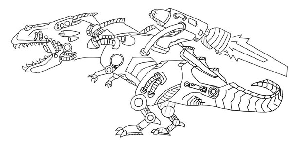 Dinosaur Robot Coloring Picture