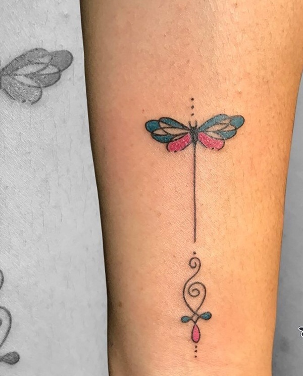Dragonfly Unalome Tattoo