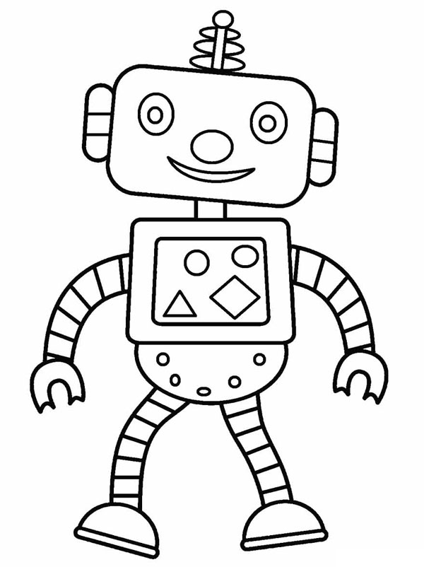Easy Robot Coloring Page