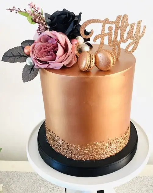 Golden (50Th) Wedding Anniversary Fondant Cake - CakeCentral.com