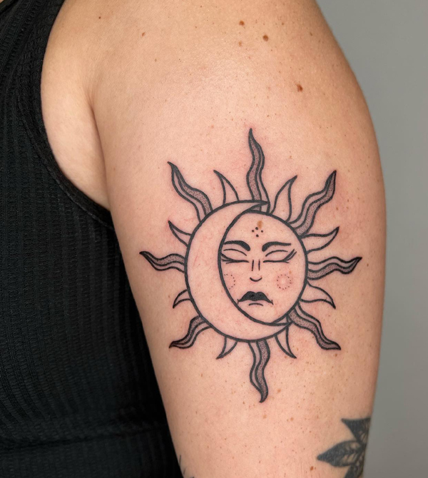 Gothic Sun And Moon Tattoo