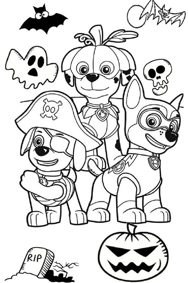Halloween Paw Patrol Coloring Page