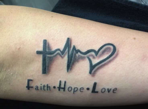 Heartbeat Faith, Hope, Love Tattoo
