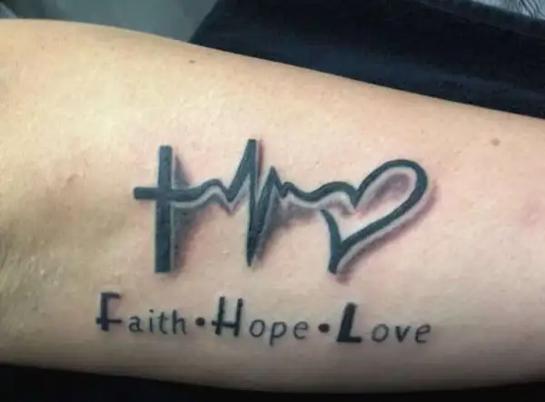 Deavita  A union of three mighty symbols Faith Hope Love tattoo design  ideas are an interpretation of the three main Christian virtues The cross  the anchor and the heart which are