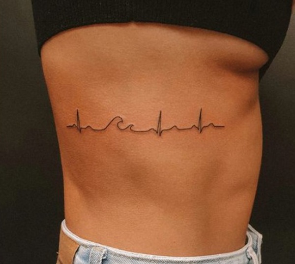 Heartbeat Line Tattoo On The Ribs