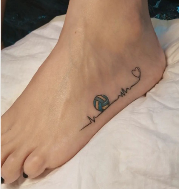 Heartbeat Tattoo Designs On The Feet