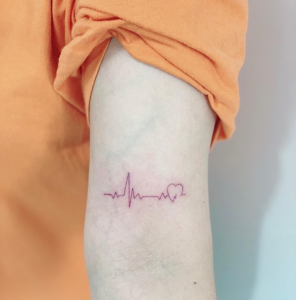 Heartbeat Tattoo With A Heart