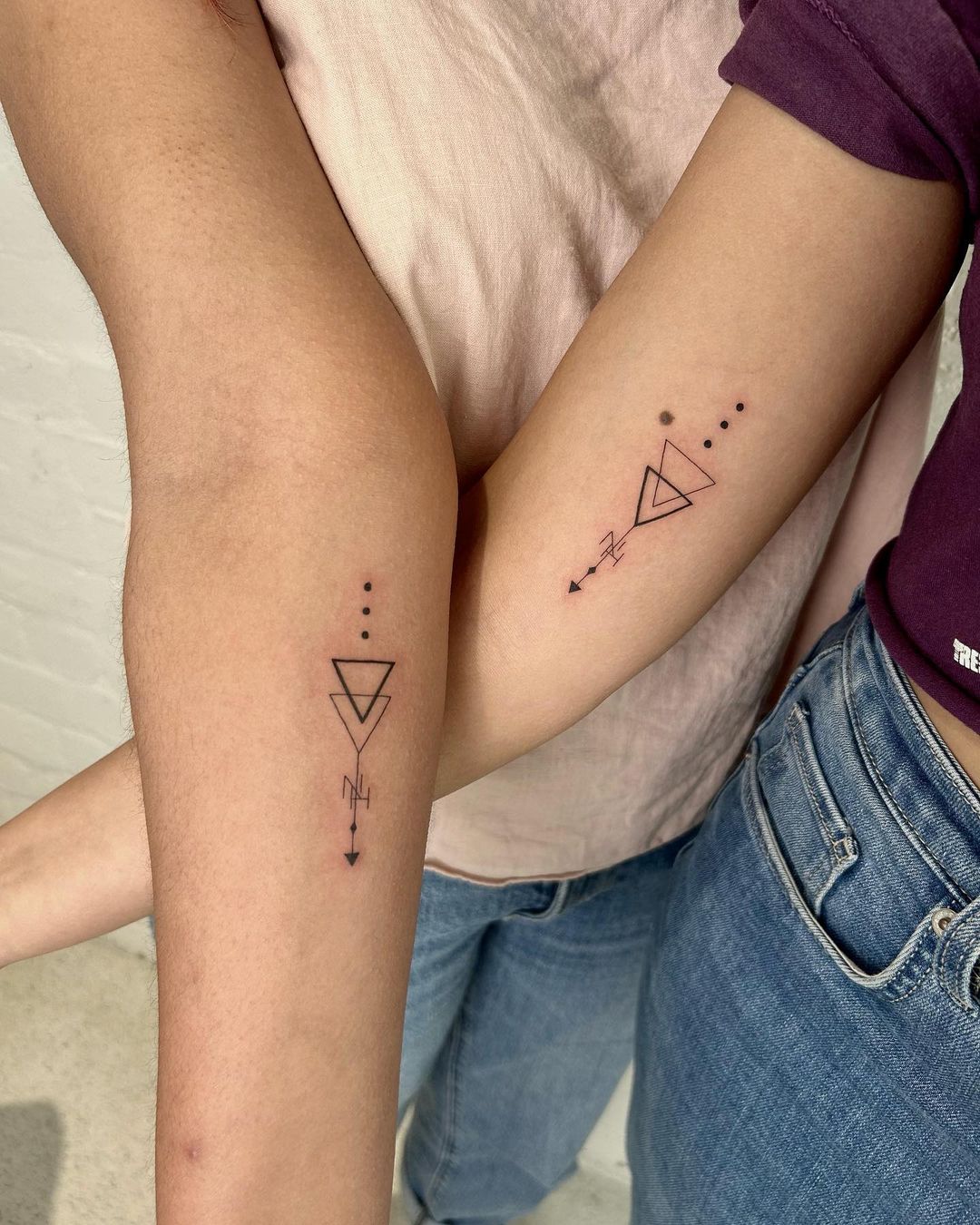Matching Geometric Sisterhood Tattoos