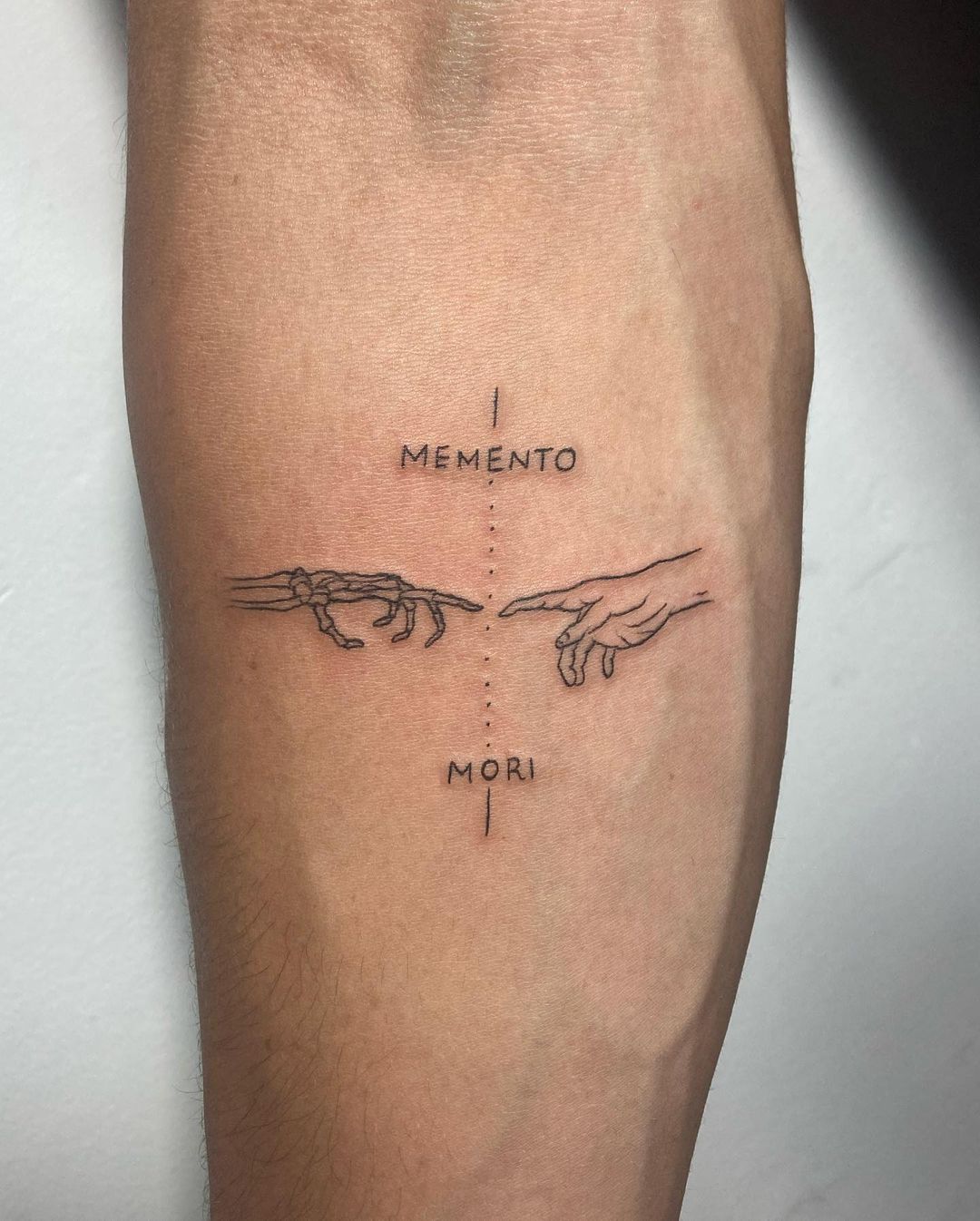 Memento Mori Line Art Forearm Tattoo