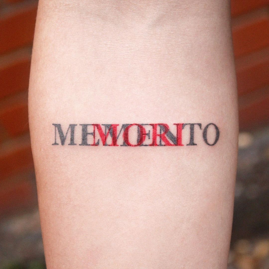 Memento Mori Text Tattoo