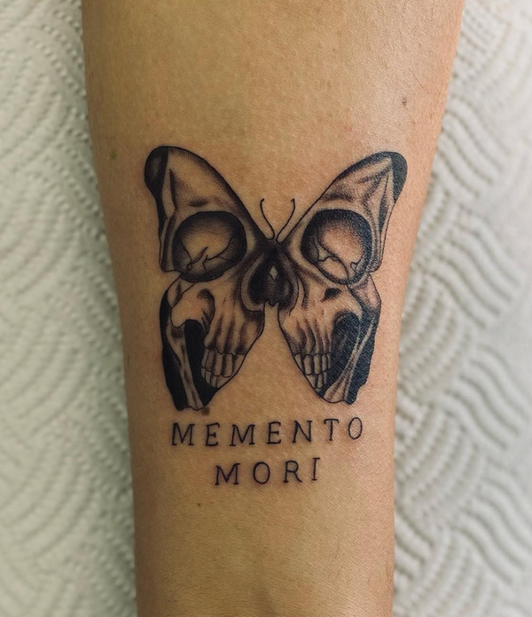 Memento Mori Butterfly Tattoo