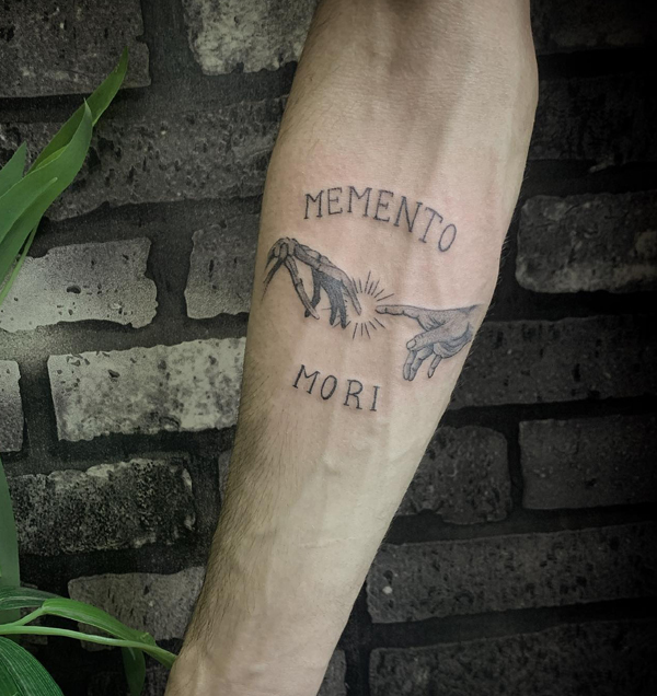 Memento Mori Tattoo On The Forearm