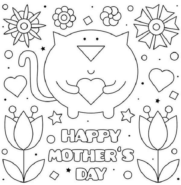 Mother's Day Color Pages With Cats