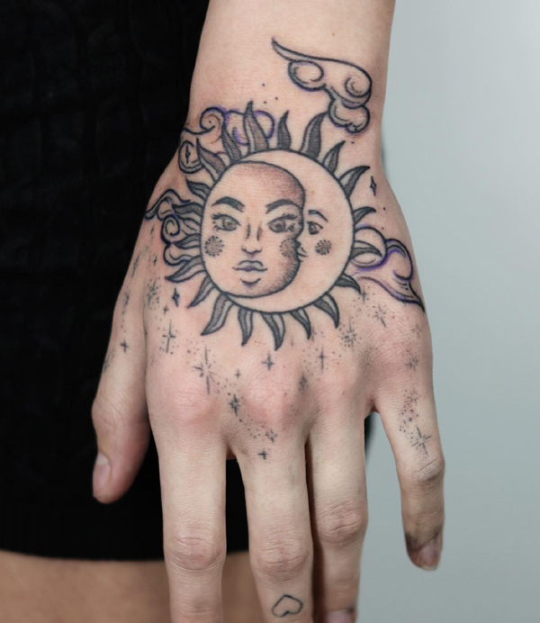 Realistic Sun And Moon Tattoo Ideas