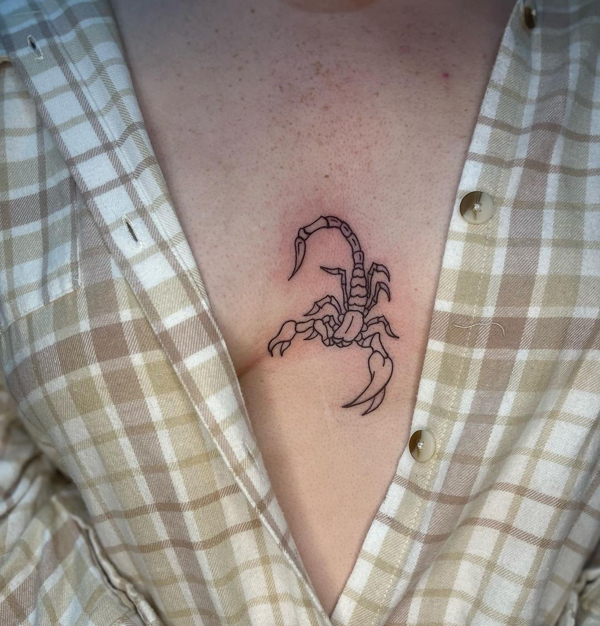 Small snake tattoo on the sternum  Tattoogridnet