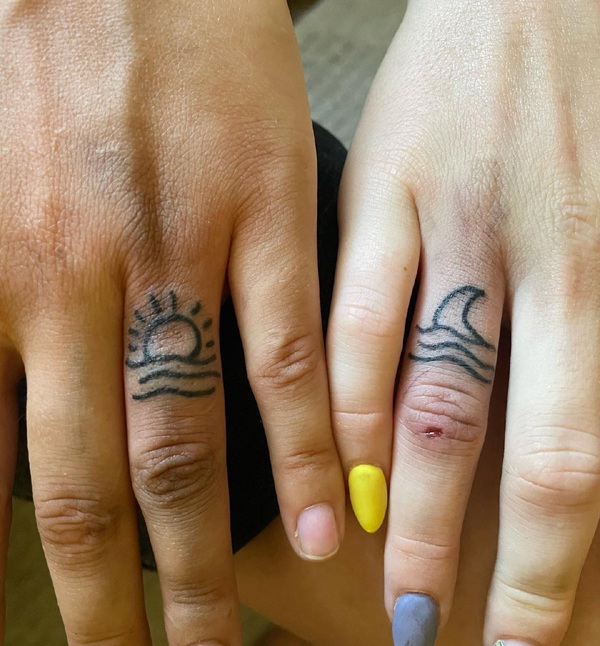 Simple Sun And Moon Tattoo