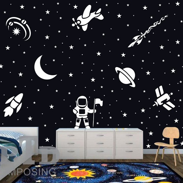 Space Kids Wall Design Painting Stencils