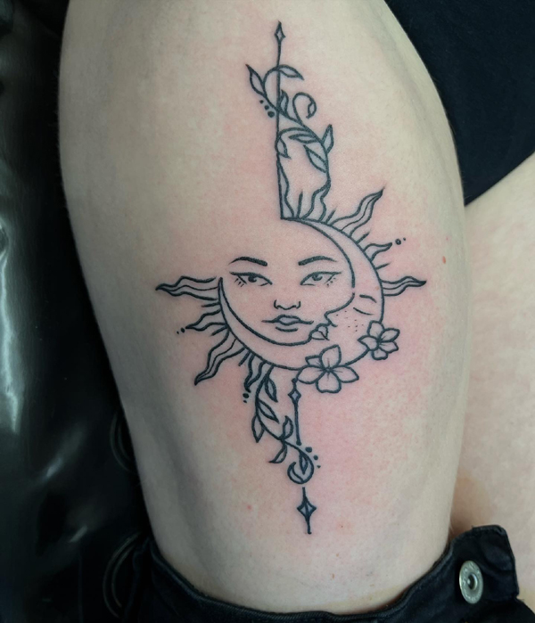 Sun And Moon Chest Tattoo