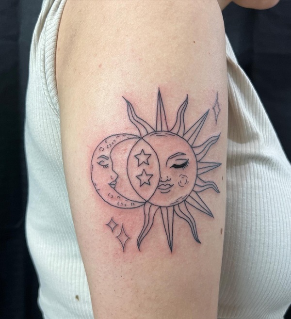 Sun, Moon And Stars Tattoo