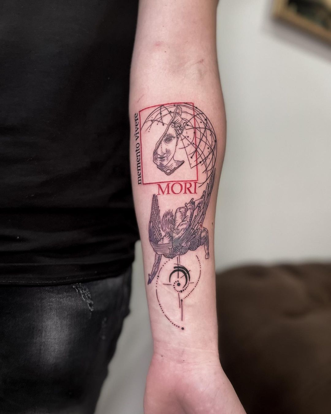 Symbolic Fusion Memento Mori Sleeve Tattoo