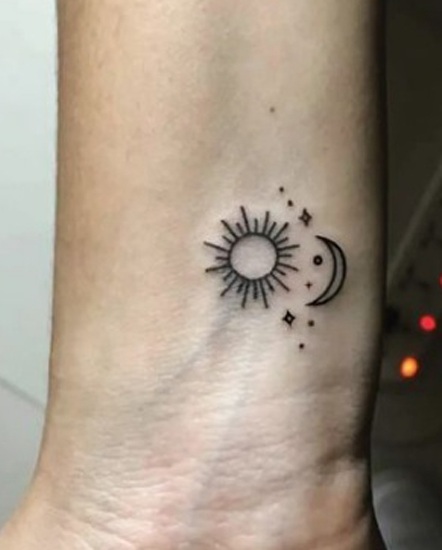 Tiny Sun And Moon Tattoo