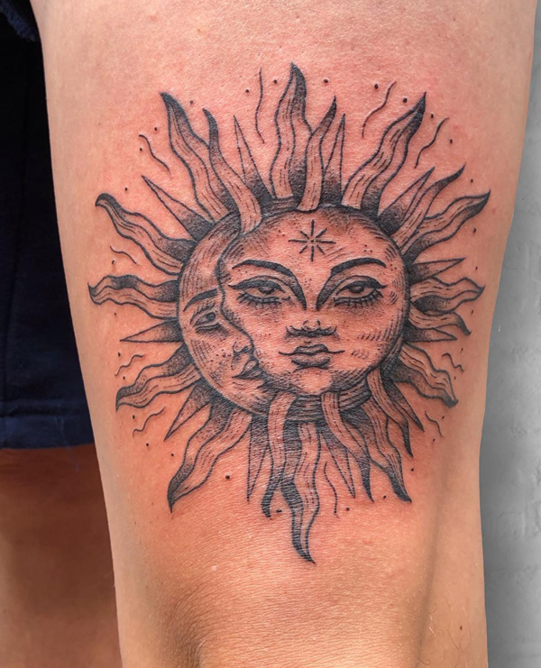 Traditional Sun And Moon Tattoo Designs