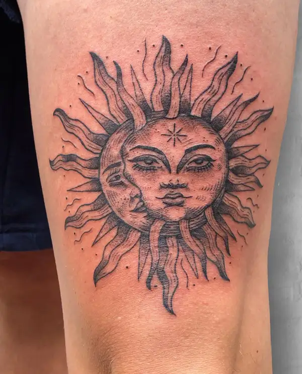 Aggregate more than 88 sun and moon tattoo men latest - thtantai2